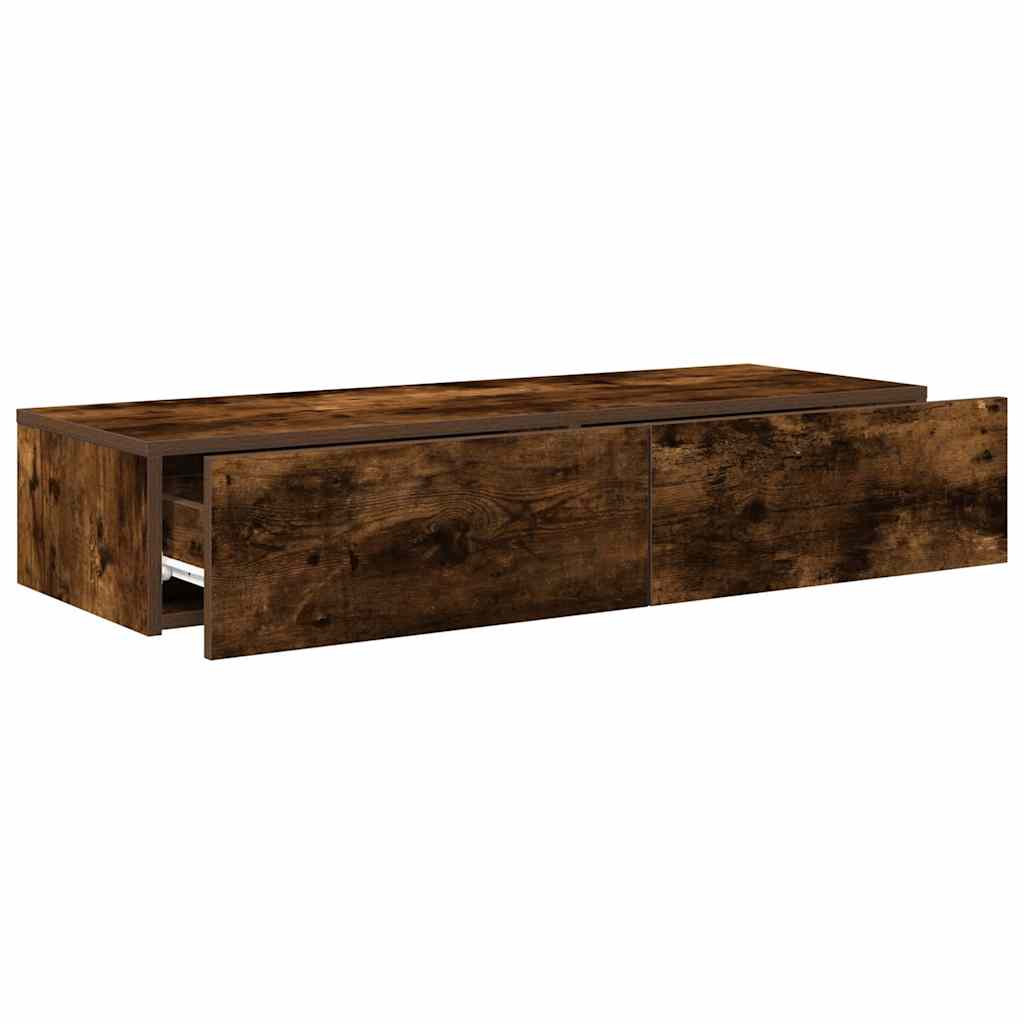 Vegghylle Røkt Eik med skuffer 100x36x19 cm