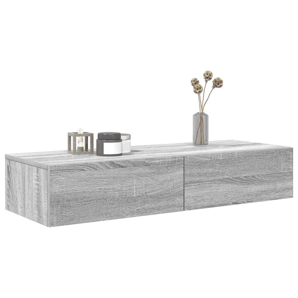 Vegghylle Sonoma Grå med skuffer 100x36x19 cm