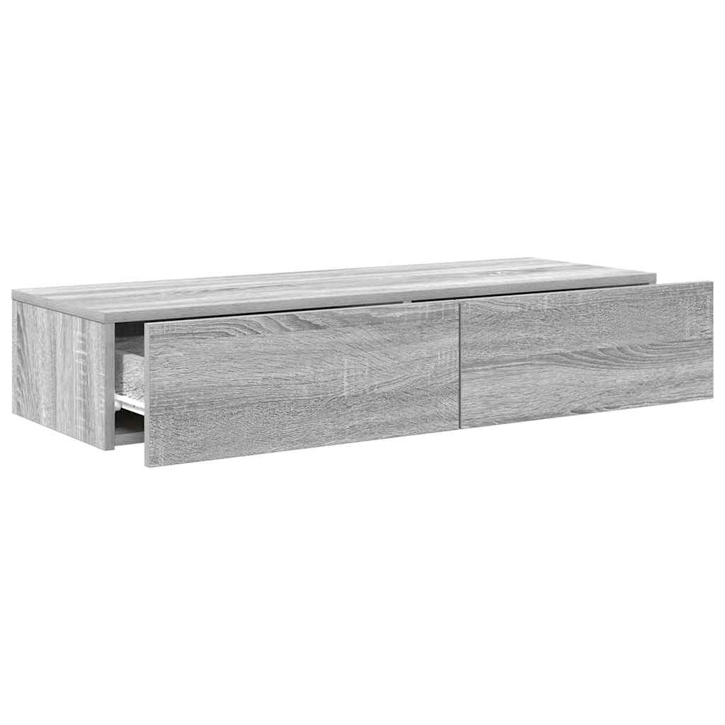 Vegghylle Sonoma Grå med skuffer 100x36x19 cm