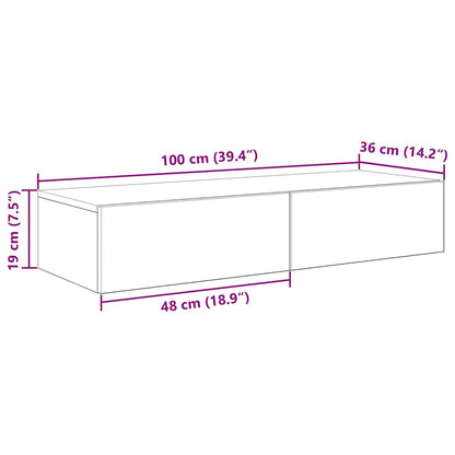 Vegghylle Gammelt Tre med skuffer 100x36x19 cm