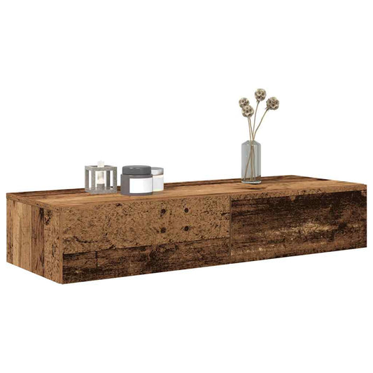 Vegghylle Gammelt Tre med skuffer 100x36x19 cm