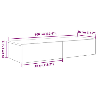 Vegghylle Artisan Eik med skuffer 100x36x19 cm
