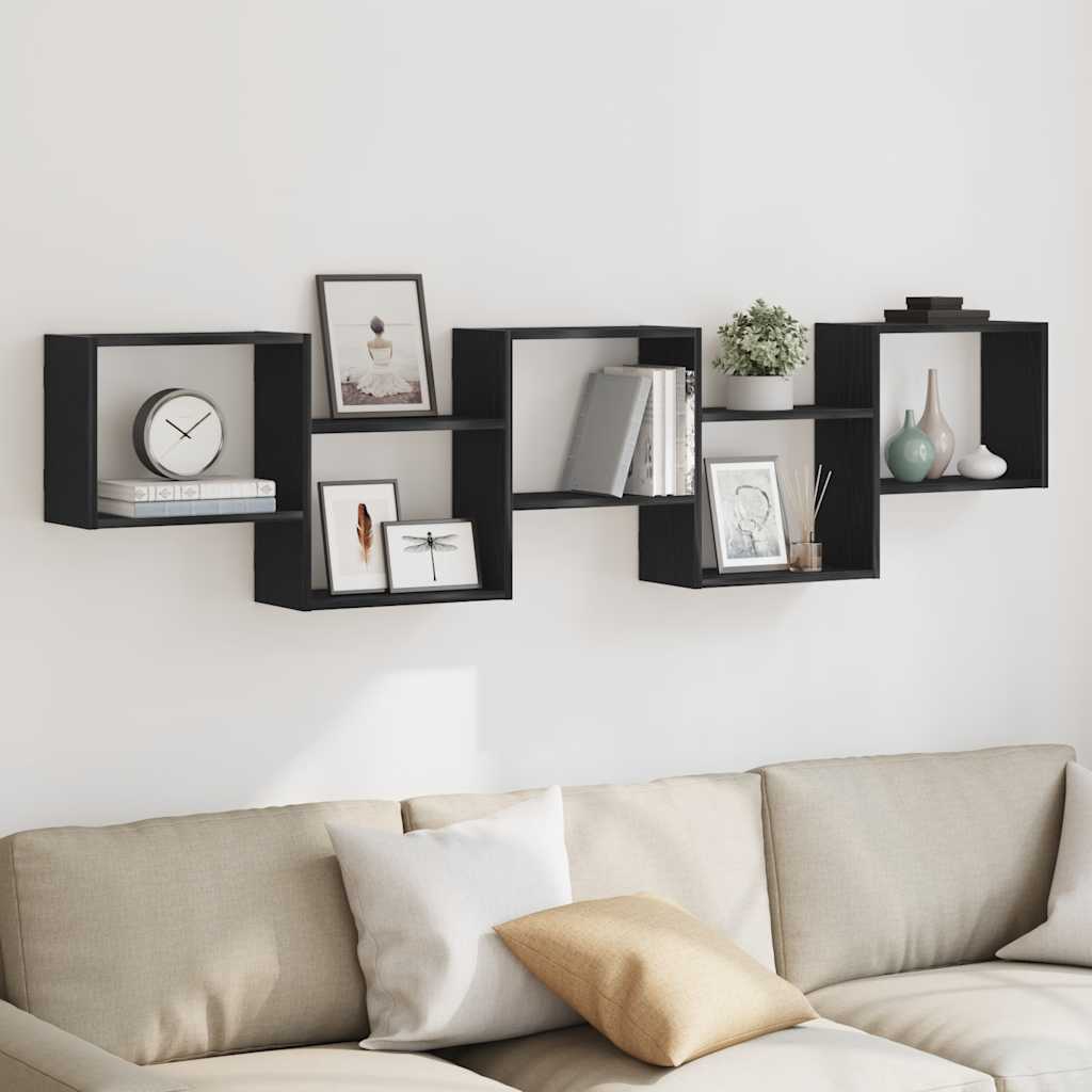 Vegghylle Svart Kubeformet 5 rom