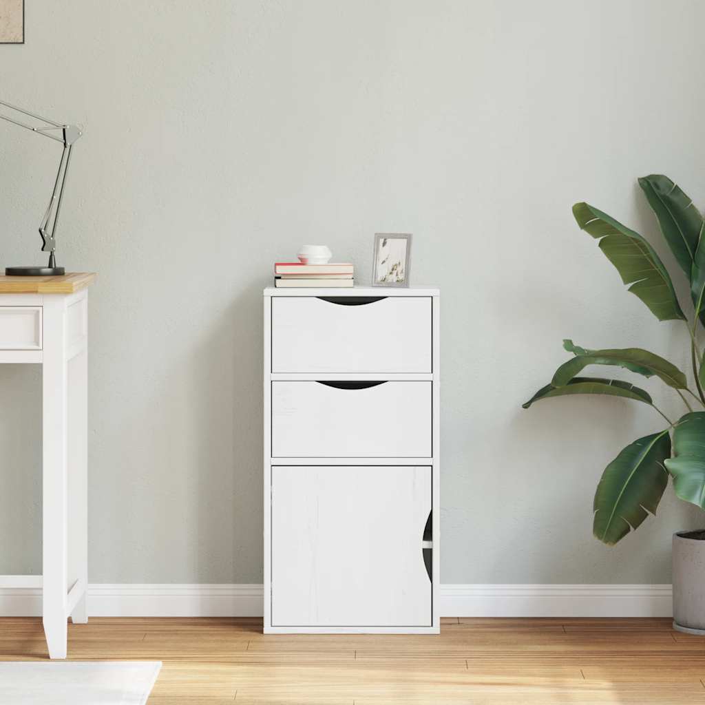 Skap hvit med skuffer ODDA 40x24x79 cm heltre furu