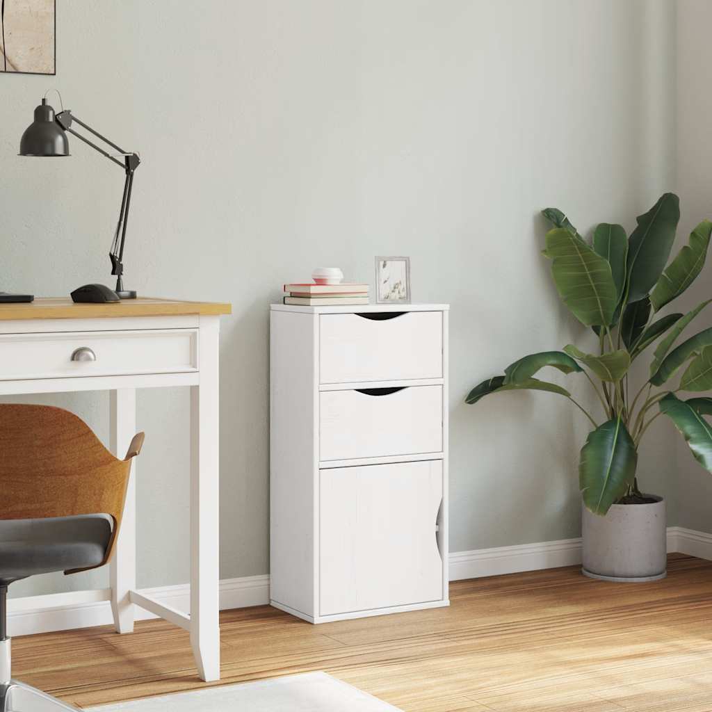 Skap hvit med skuffer ODDA 40x24x79 cm heltre furu