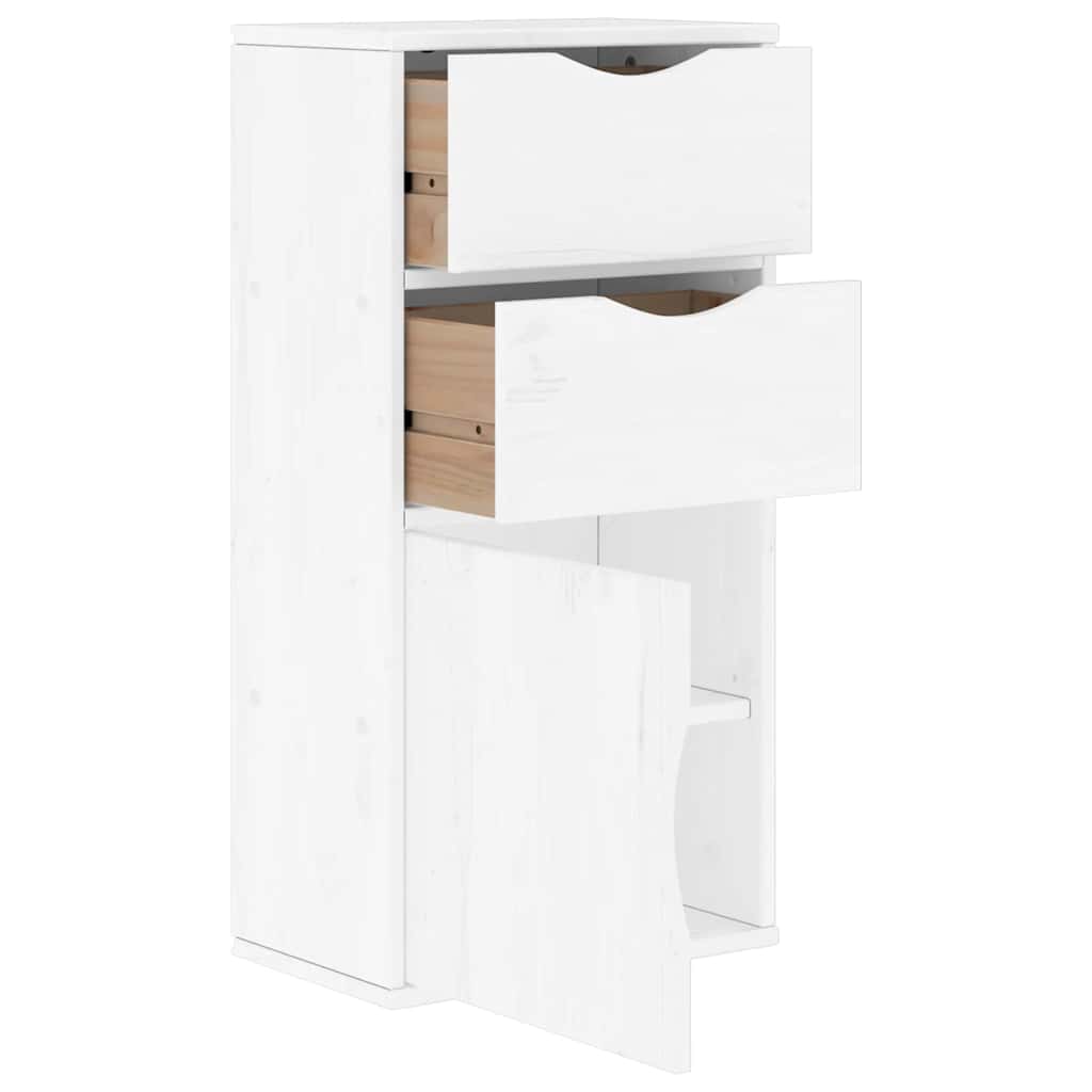 Skap hvit med skuffer ODDA 40x24x79 cm heltre furu