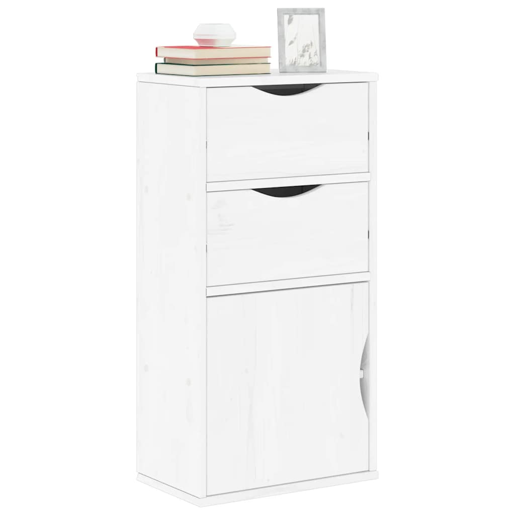 Skap hvit med skuffer ODDA 40x24x79 cm heltre furu