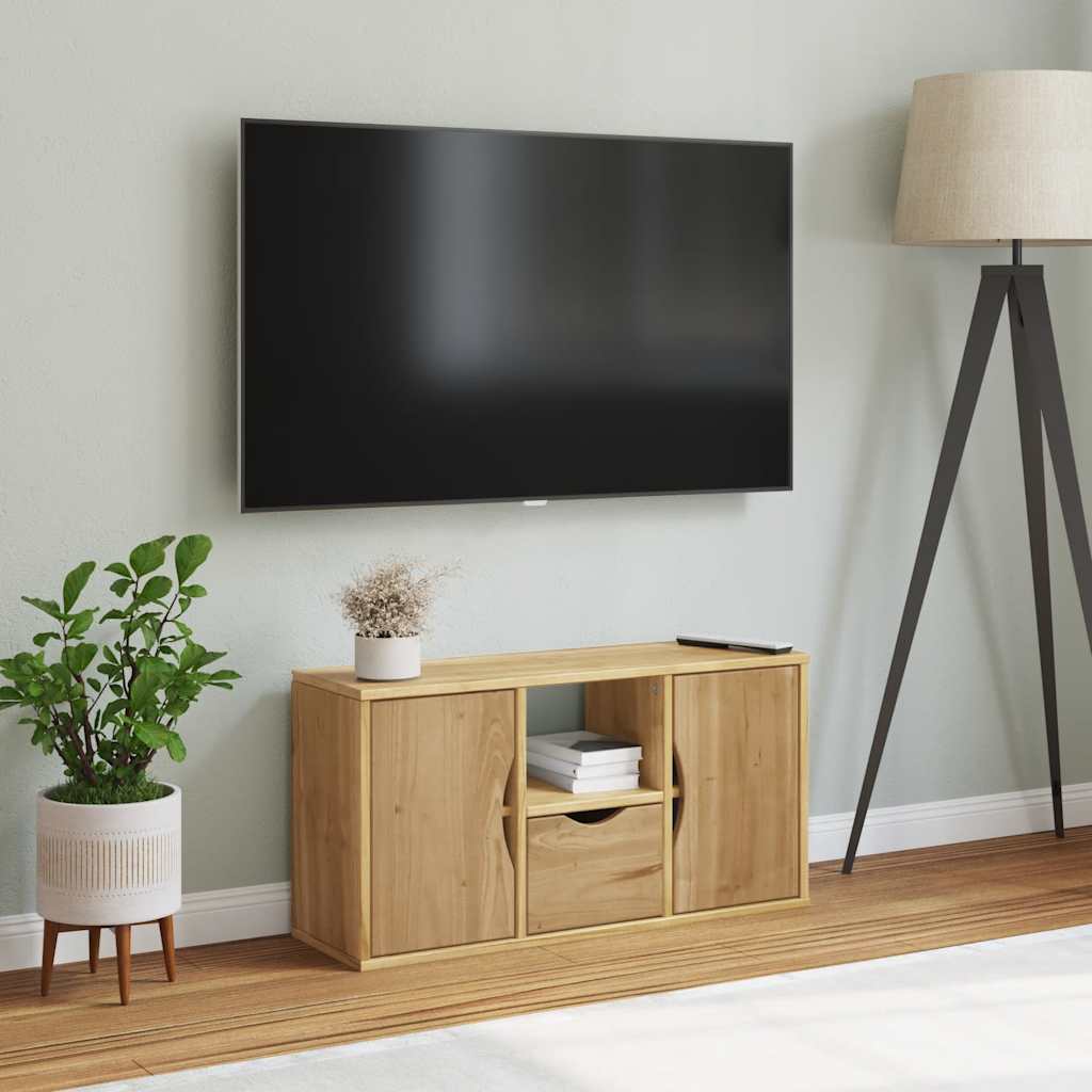 TV-Møbel Tre Tv-skap heltre furu med skuff ODDA 79x24x40 cm