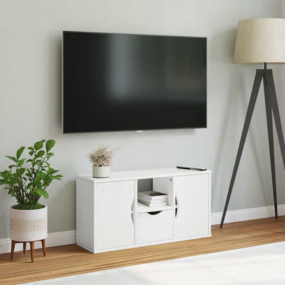 TV-Møbel Hvit Tv-skap med skuff ODDA 79x24x40 cm heltre furu