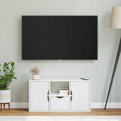 TV-Møbel Hvit Tv-skap med skuff ODDA 79x24x40 cm heltre furu