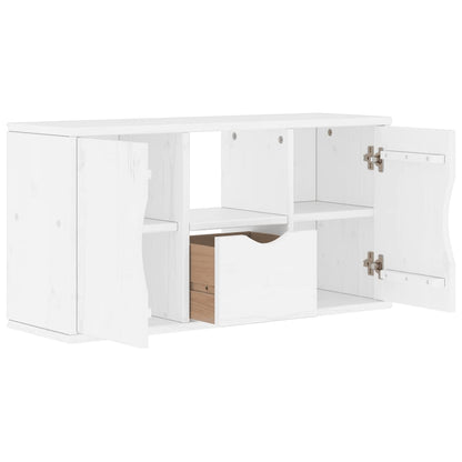 TV-Møbel Hvit Tv-skap med skuff ODDA 79x24x40 cm heltre furu