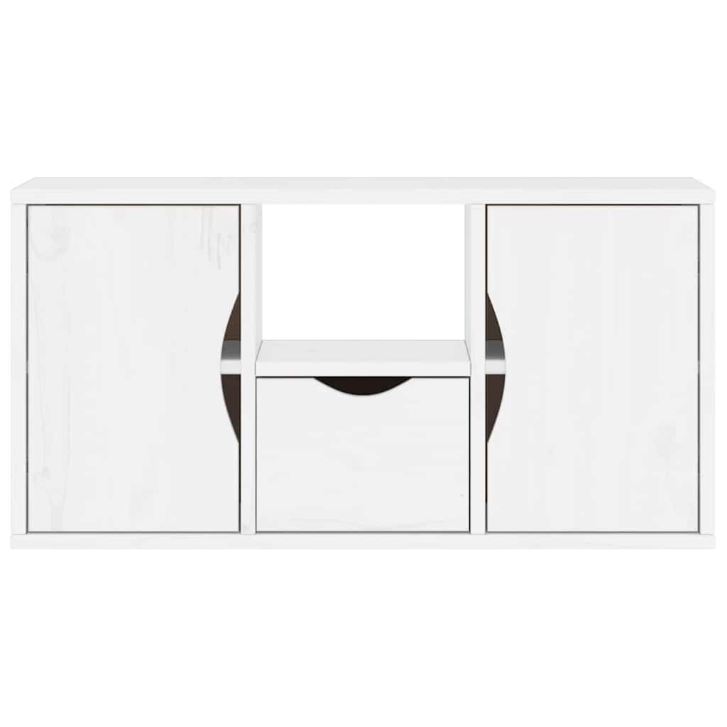 TV-Møbel Hvit Tv-skap med skuff ODDA 79x24x40 cm heltre furu
