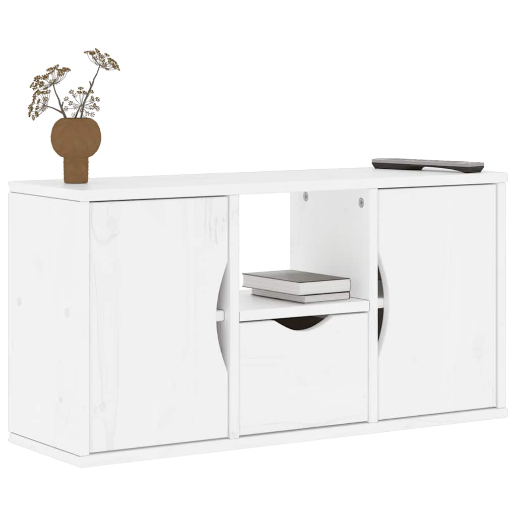 TV-Møbel Hvit Tv-skap med skuff ODDA 79x24x40 cm heltre furu