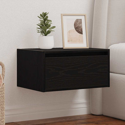 Nattbord Sengbord Svart Eik med LED-lys