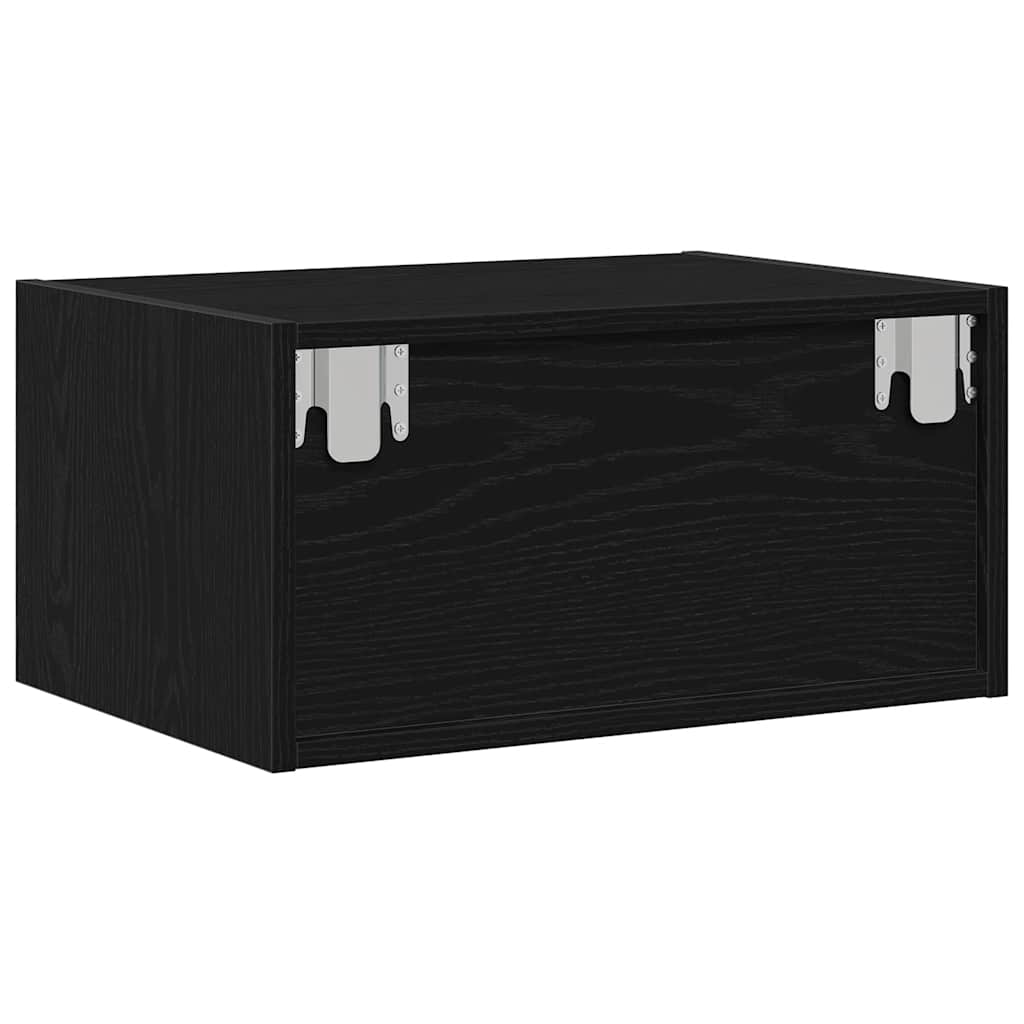 Nattbord Sengbord Svart Eik med LED-lys
