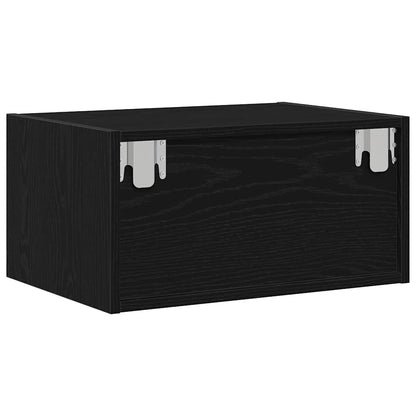 Nattbord Sengbord Svart Eik med LED-lys