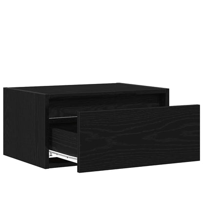 Nattbord Sengbord Svart Eik med LED-lys