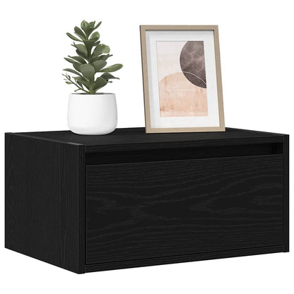 Nattbord Sengbord Svart Eik med LED-lys