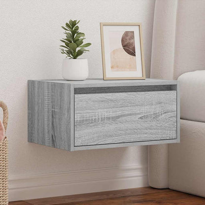 Nattbord Sengbord Sonoma Grå med LED-lys