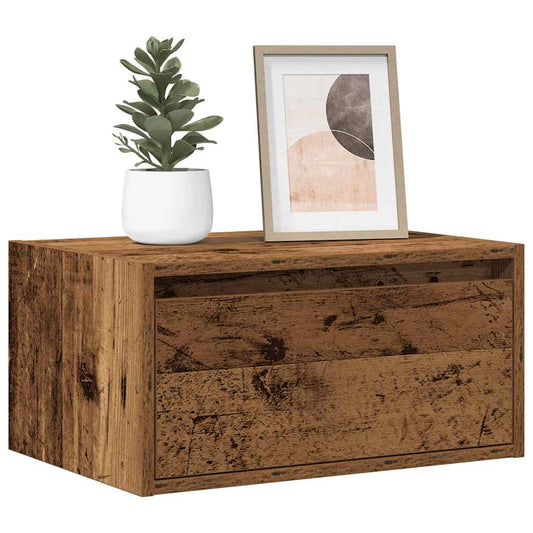 Nattbord Sengbord Gammelt Tre med LED-lys