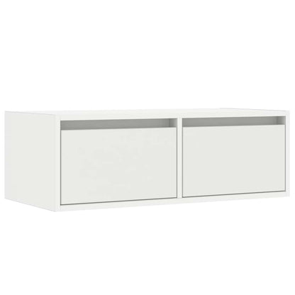 TV-Møbel Hvit Tv-benk med LED-lys 75x35,5x25 cm