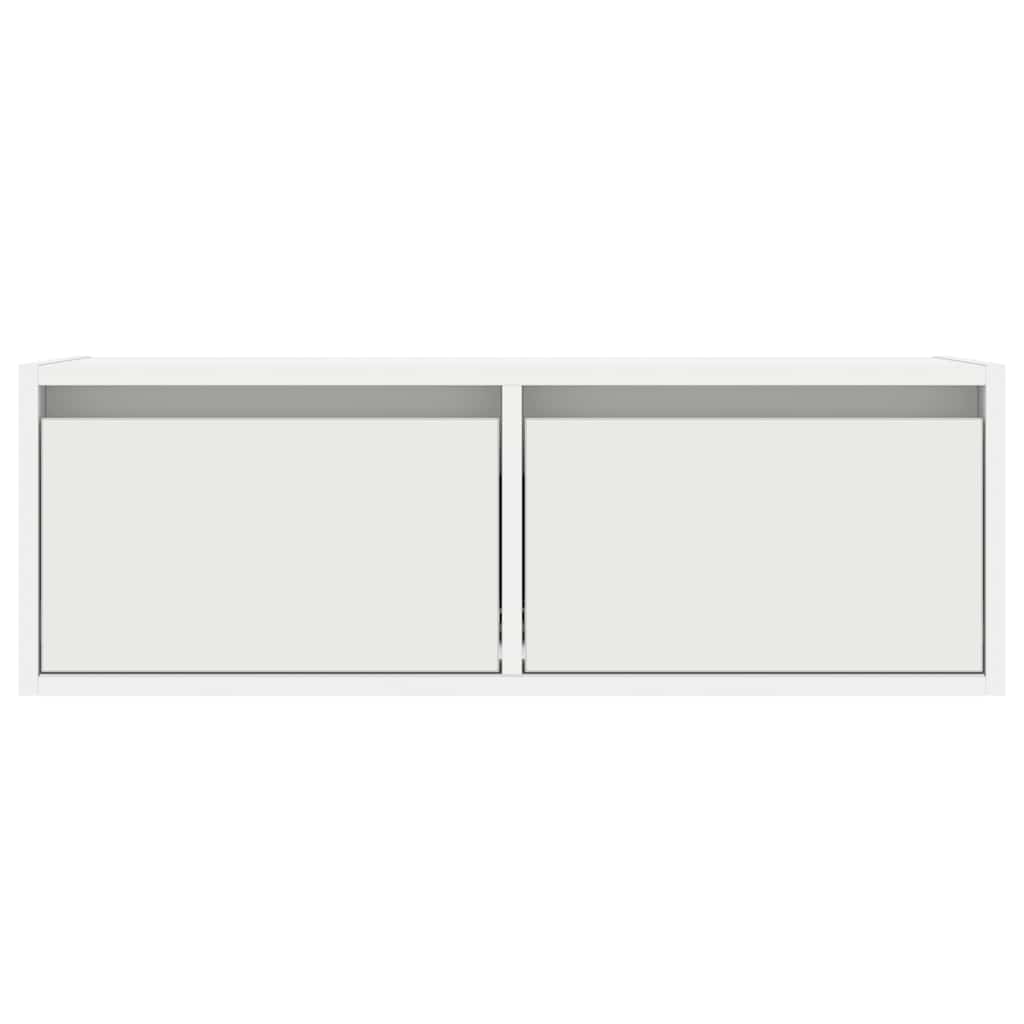 TV-Møbel Hvit Tv-benk med LED-lys 75x35,5x25 cm