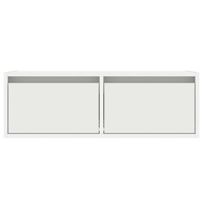 TV-Møbel Hvit Tv-benk med LED-lys 75x35,5x25 cm
