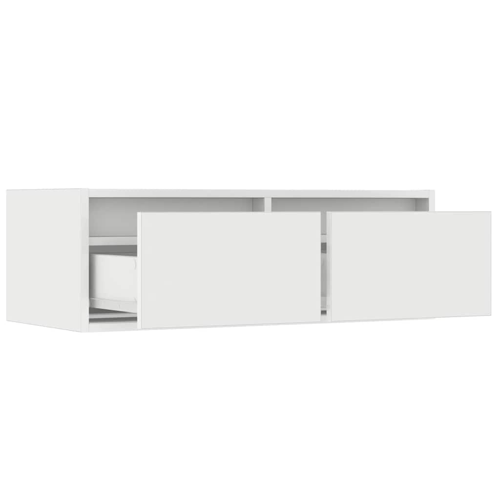 TV-Møbel Hvit Tv-benk med LED-lys 75x35,5x25 cm