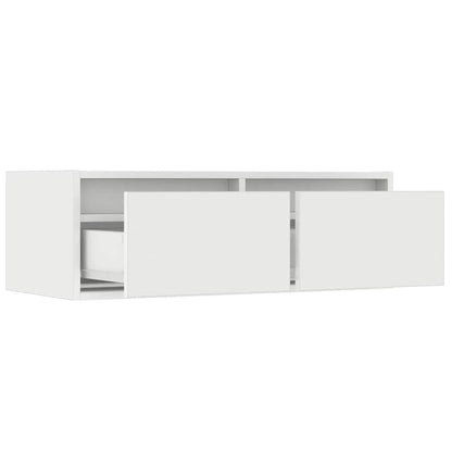 TV-Møbel Hvit Tv-benk med LED-lys 75x35,5x25 cm