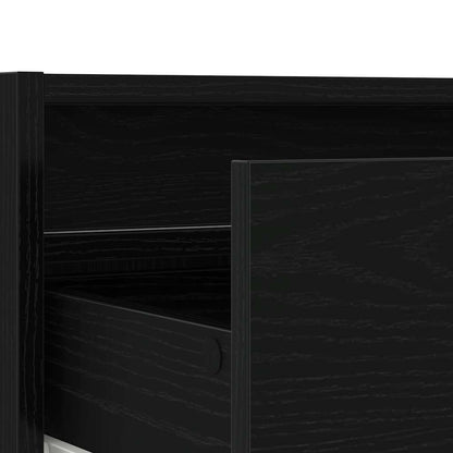 TV-Møbel Svart EikTV-benk med LED-lys 75x35,5x25 cm