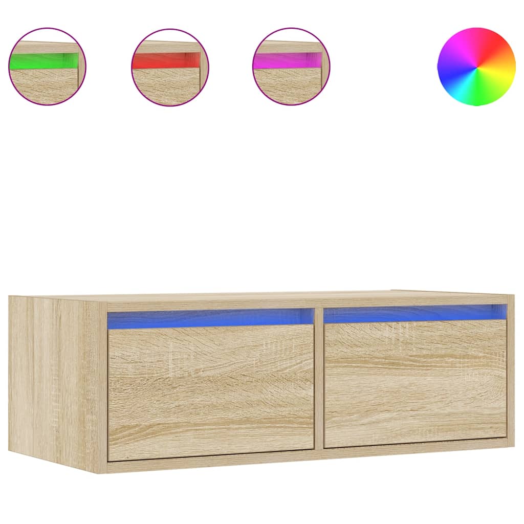 TV-Møbel Sonoma Eik Tv-benk med LED-lys 75x35,5x25 cm