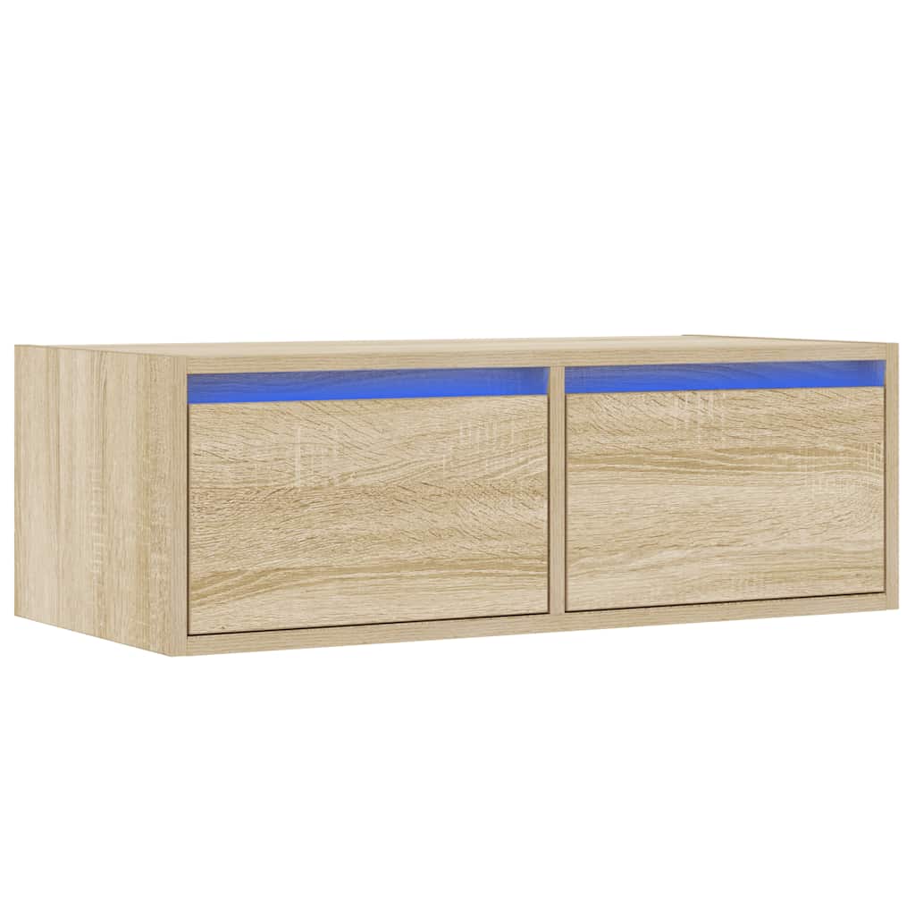 TV-Møbel Sonoma Eik Tv-benk med LED-lys 75x35,5x25 cm