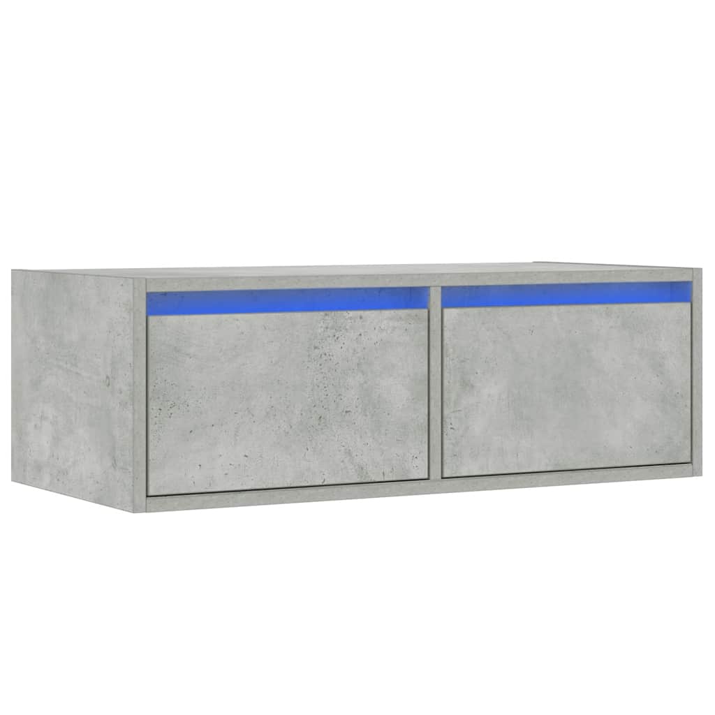 TV-Møbel Betonggrå Tv-benk med LED-lys 75x35,5x25 cm