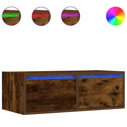 TV-Møbel Røkt EikTV-benk med LED-lys 75x35,5x25 cm