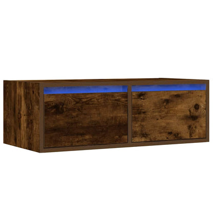 TV-Møbel Røkt EikTV-benk med LED-lys 75x35,5x25 cm