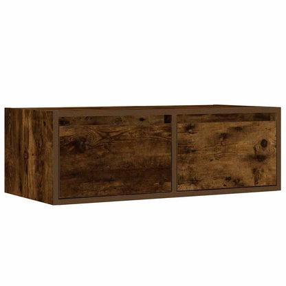 TV-Møbel Røkt EikTV-benk med LED-lys 75x35,5x25 cm