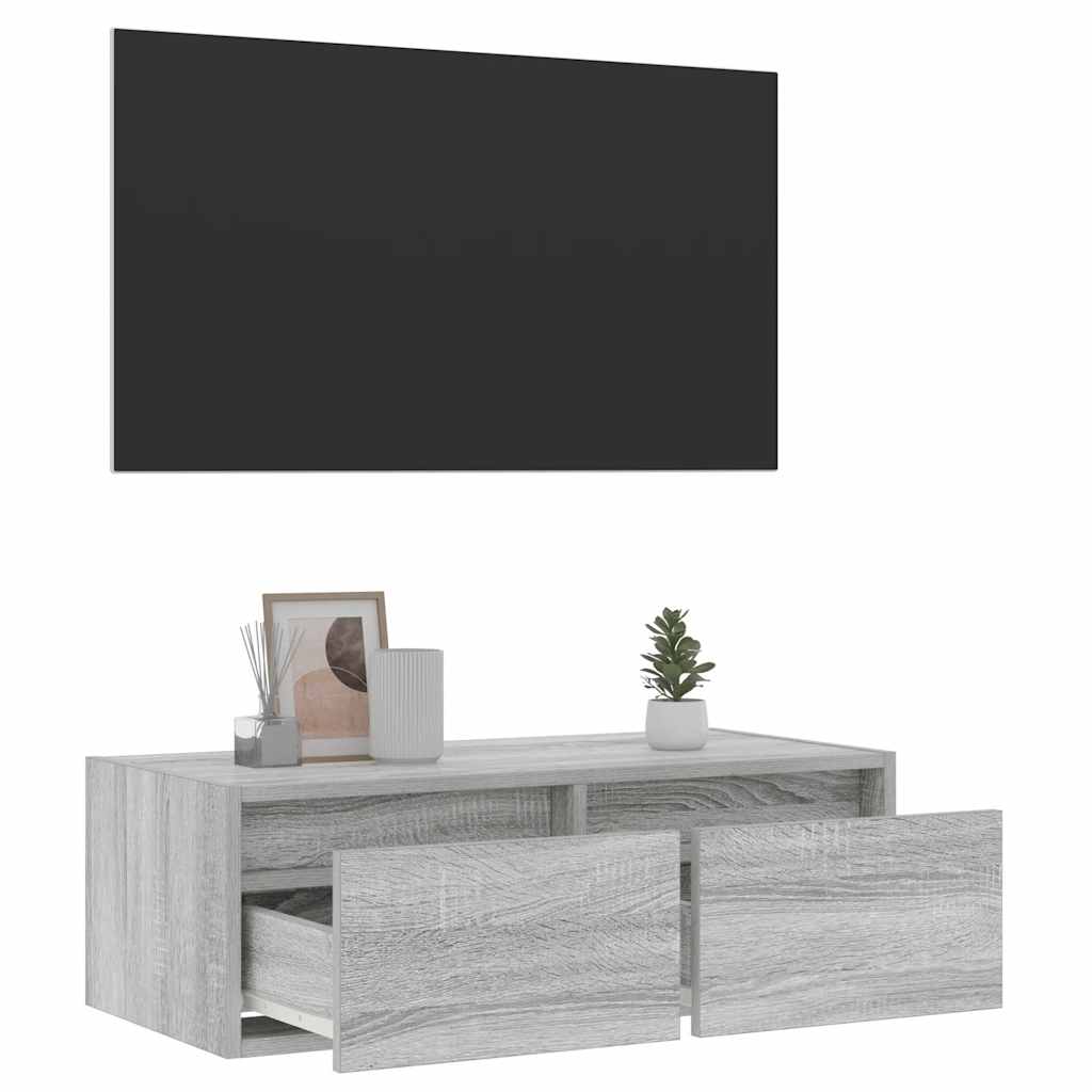 TV-Møbel Sonoma Grå TV-benk med LED-lys 75x35,5x25 cm