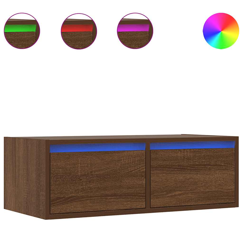TV-Møbel Brun Eik TV-benk med LED-lys 75x35,5x25 cm