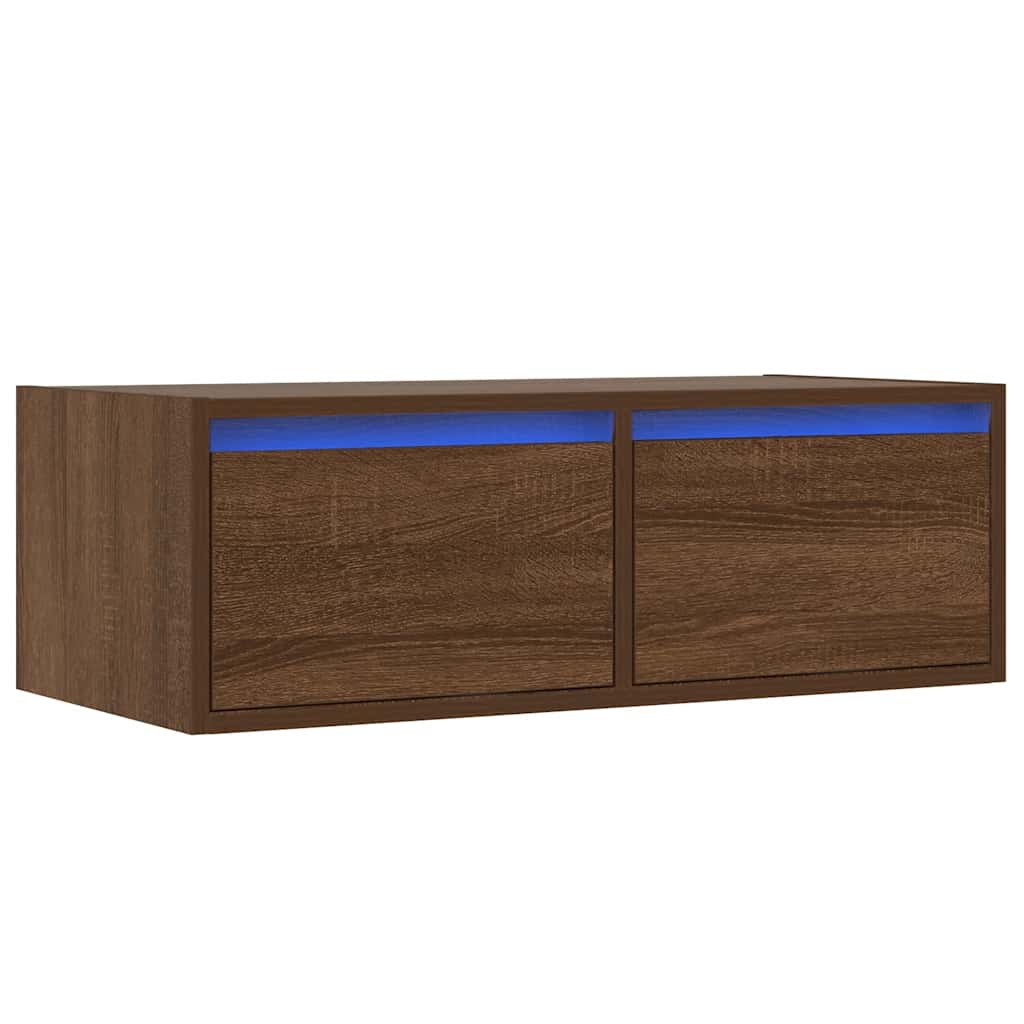 TV-Møbel Brun Eik TV-benk med LED-lys 75x35,5x25 cm