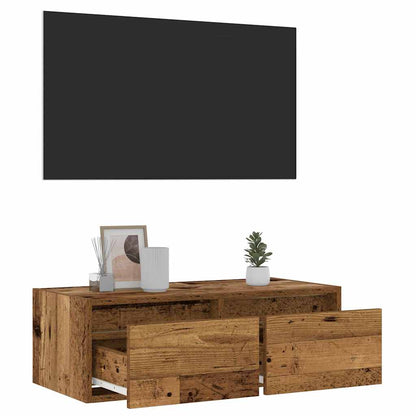 TV-Møbel Gammelt Tre Tv-benk med LED-lys 75x35,5x25 cm