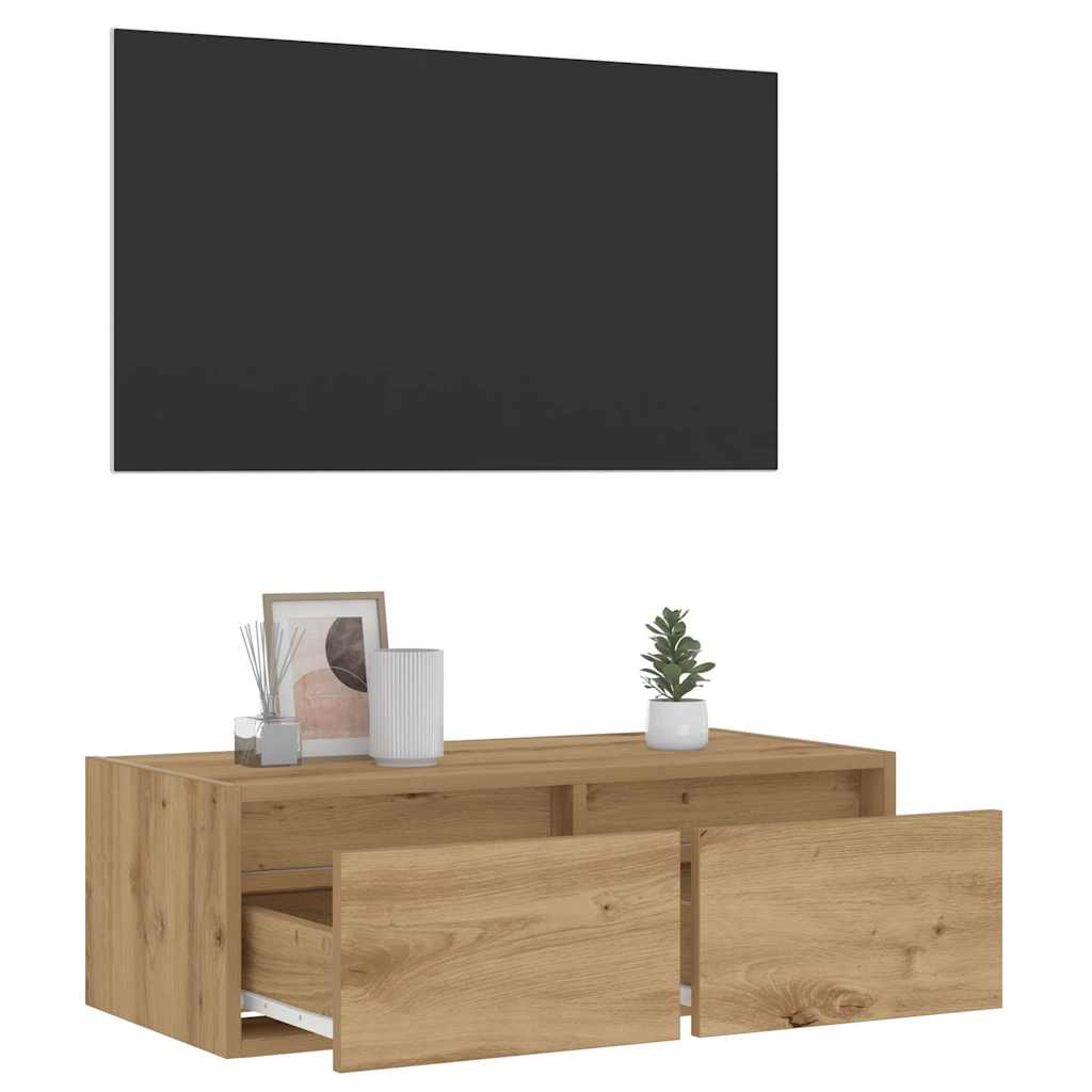 TV-Møbel Artisan Eik TV-benk med LED-lys 75x35,5x25 cm