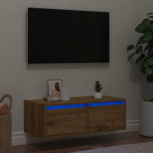 TV-Møbel Artisan Eik Tv-benk med LED-lys 75x35,5x25 cm