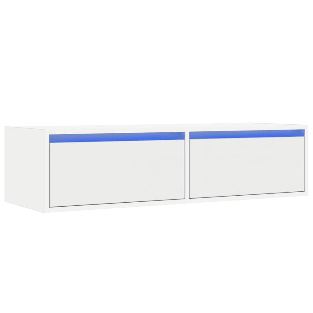 TV-Møbel Hvit TV-benk med LED-lys 100X35,5x25 cm