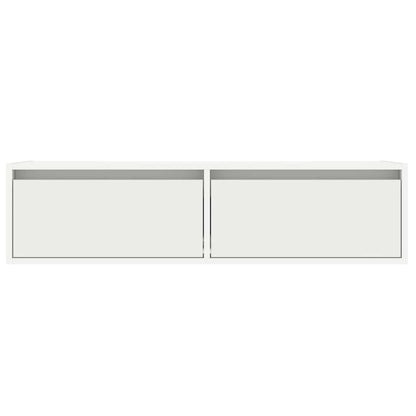 TV-Møbel Hvit TV-benk med LED-lys 100X35,5x25 cm