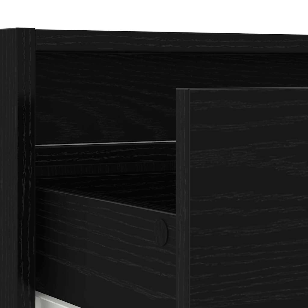 TV-Møbel Svart Eik TV-benk med LED-lys 100X35,5x25 cm