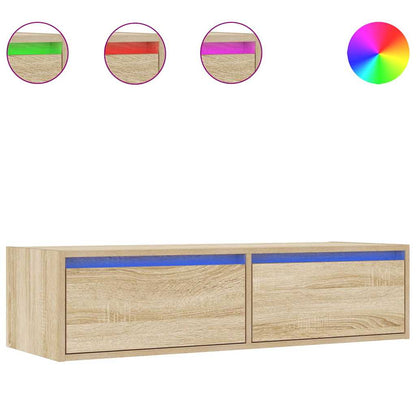 TV-Møbel Sonoma Eik TV-benk med LED-lys 100X35,5x25 cm