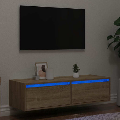 TV-Møbel Sonoma Eik TV-benk med LED-lys 100X35,5x25 cm