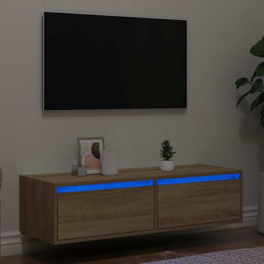 TV-Møbel Sonoma Eik TV-benk med LED-lys 100X35,5x25 cm