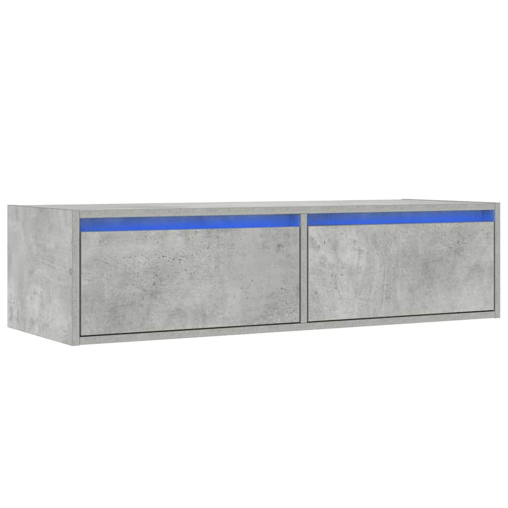 TV-Møbel Betonggrå TV-benk med LED-lys 100X35,5x25 cm