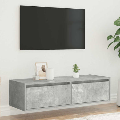 TV-Møbel Betonggrå TV-benk med LED-lys 100X35,5x25 cm
